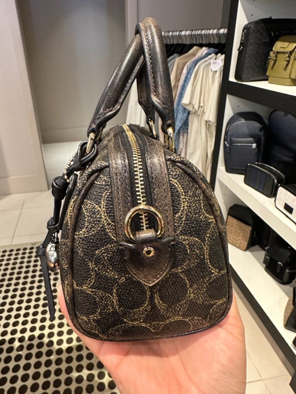 Coach Brown Logo Mini Satchel with Gold Hardware - Picture 4 of 10
